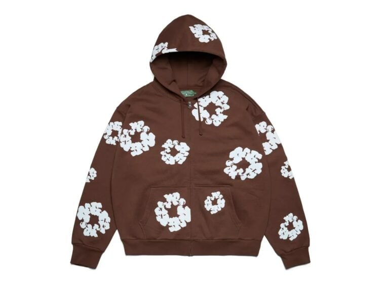 Denim Tears Cotton Wreath Zip Hoodie Brown