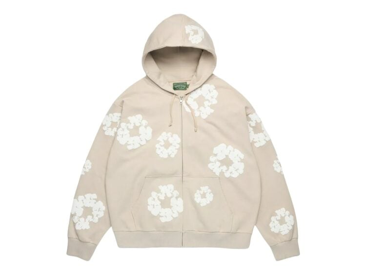 Denim Tears Cotton Wreath Zip Hoodie Cream