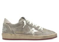 Golden Goose Ball-Star Beige Suede Gold Metallic Leather Star Bead Lettering (W)