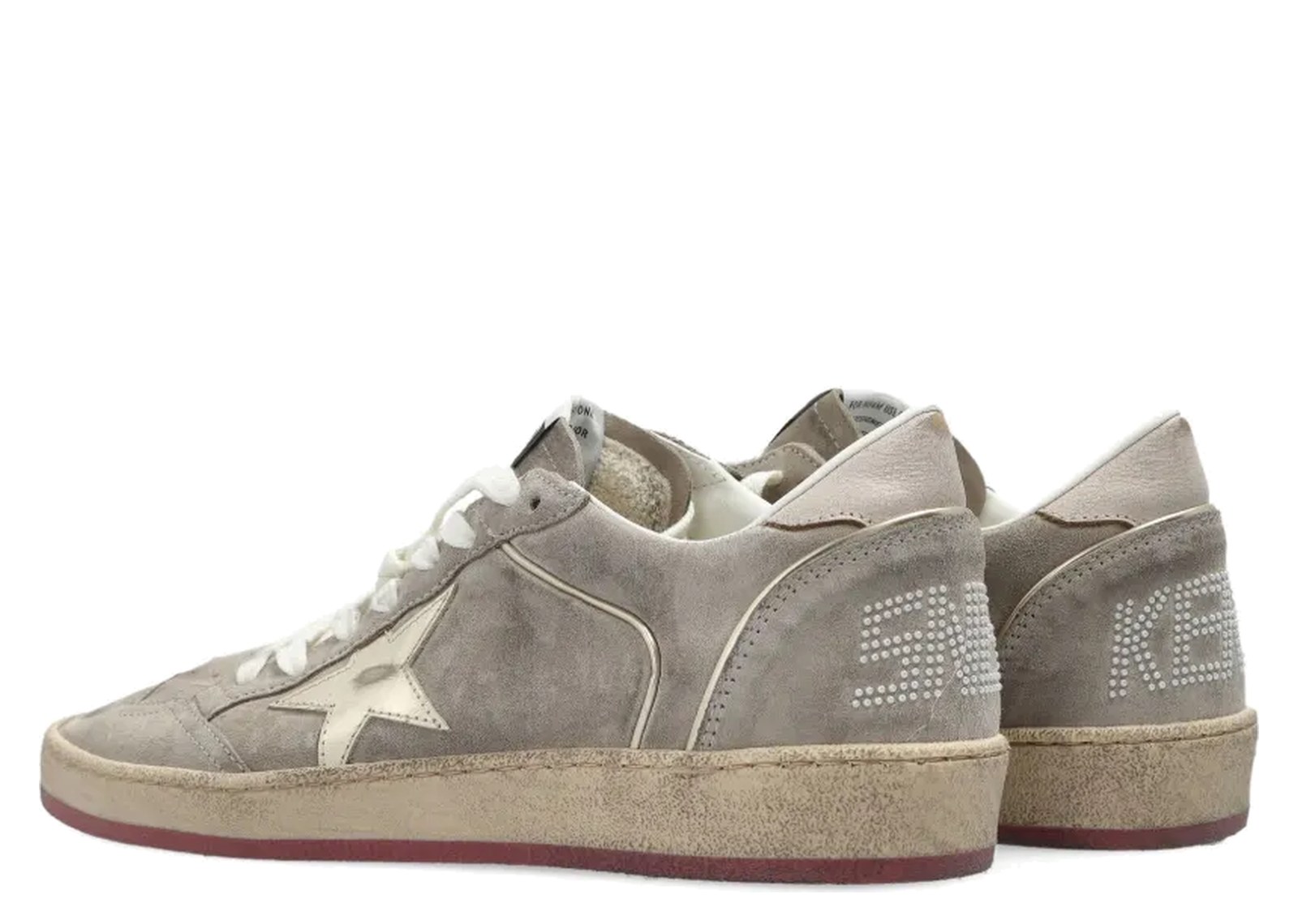 Golden Goose Ball-Star Beige Suede Gold Metallic Leather Star Bead Lettering (W) - görsel 3
