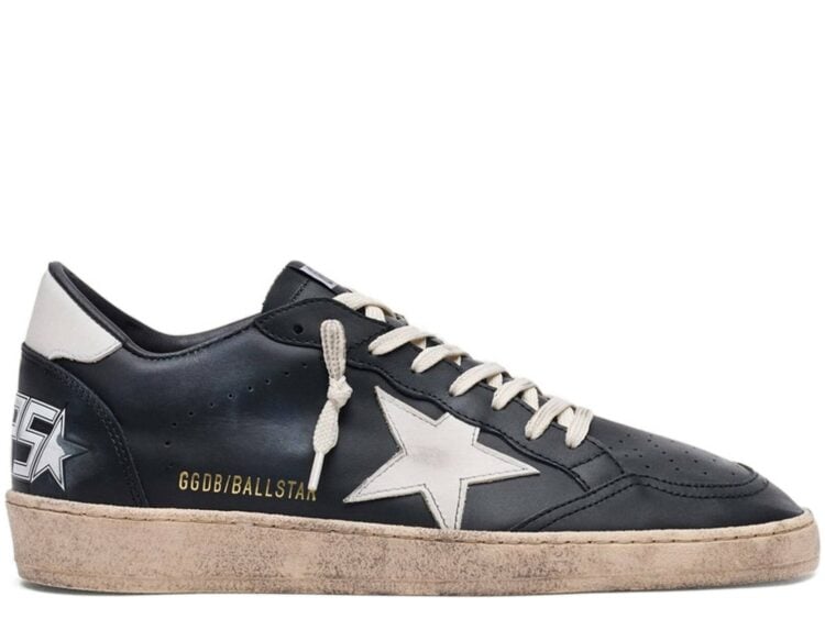Golden Goose Ball-Star Black Nappa White Leather Star Heel Tab