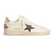 Golden Goose Ball-Star Burgundy Croc-Print Leather Star Gold Heel Tab (W)