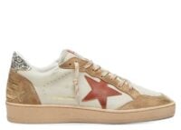 Golden Goose Ball-Star Cream Leather Brick Red Leather Star Suede Inserts (W)
