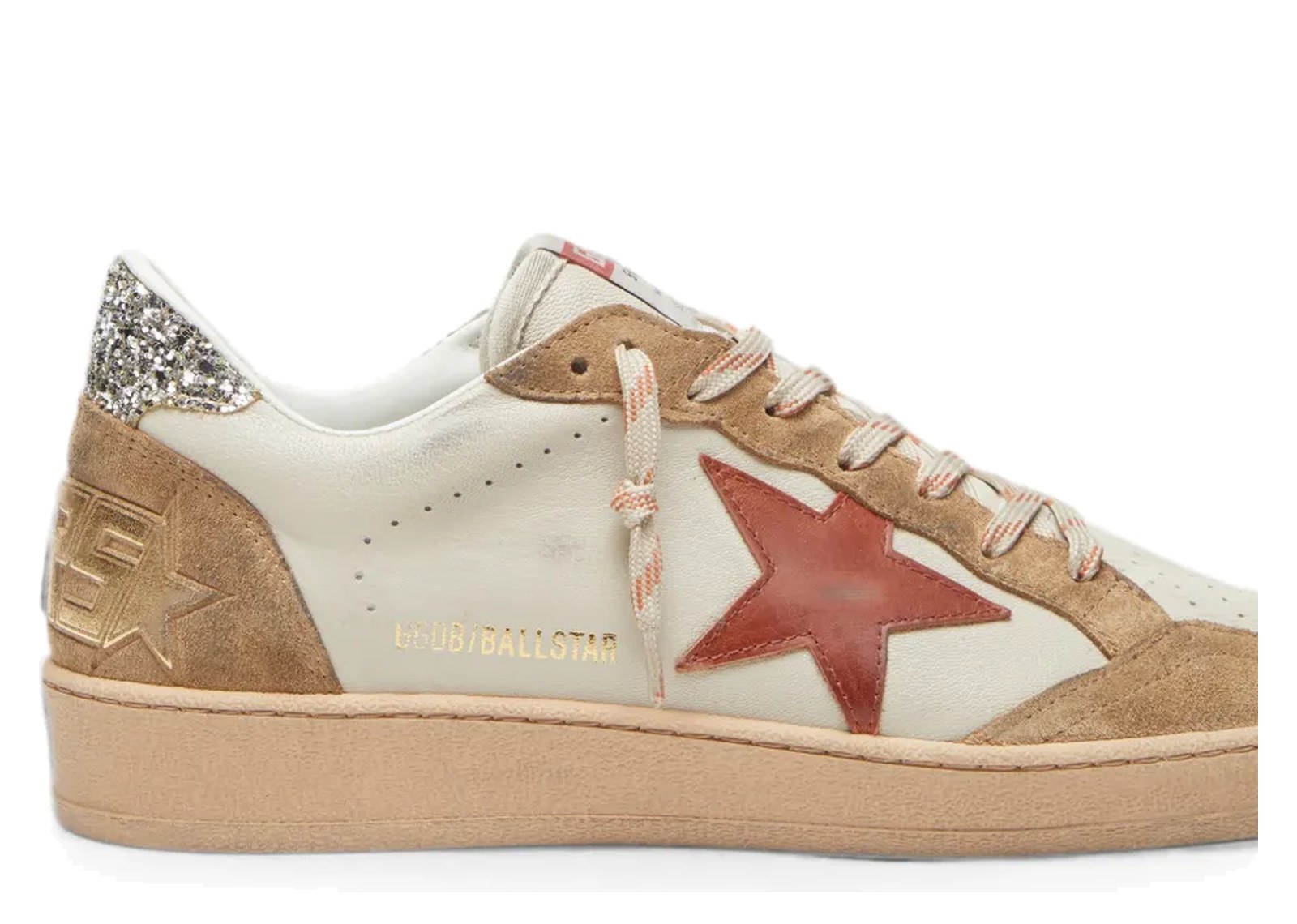 Golden Goose Ball-Star Cream Leather Brick Red Leather Star Suede Inserts (W) - görsel 5