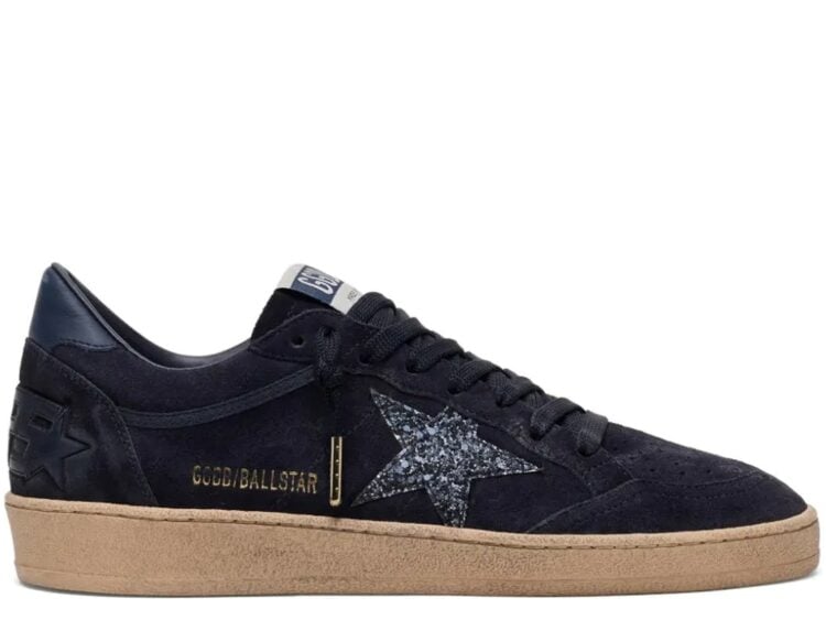 Golden Goose Ball-Star Dark Blue Suede Dark Blue Glitter Star (W)