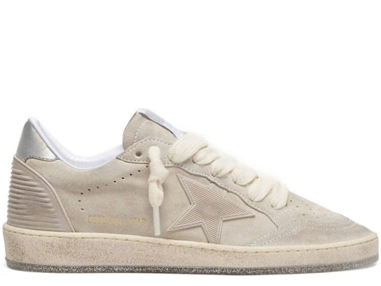 Golden Goose Ball Star Gray Suede Tone-on-Tone Star Silver Heel Tab (W)