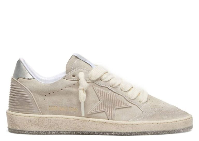 Golden Goose Ball Star Gray Suede Tone-on-Tone Star Silver Heel Tab (W)