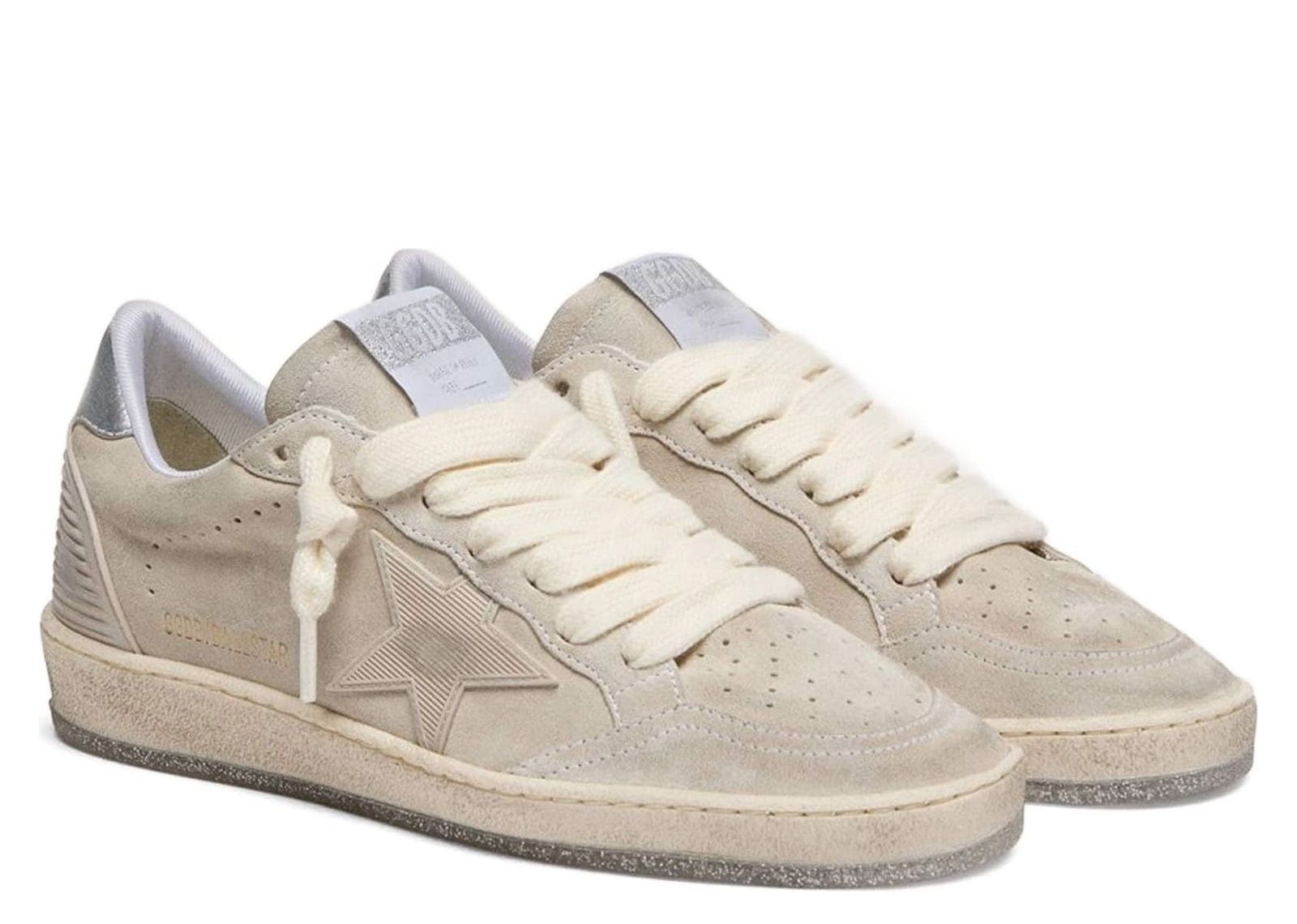 Golden Goose Ball Star Gray Suede Tone-on-Tone Star Silver Heel Tab (W) - görsel 2