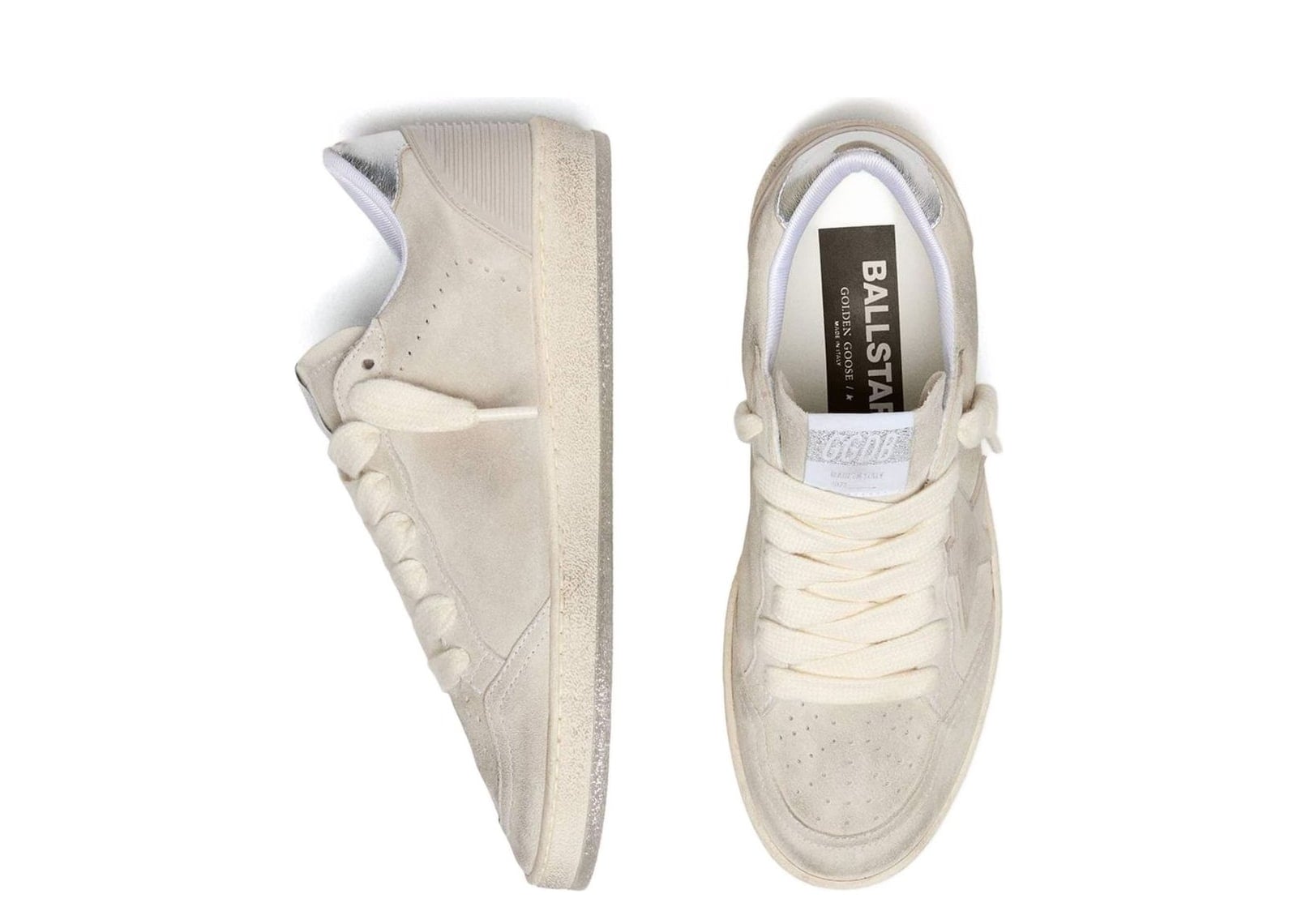 Golden Goose Ball Star Gray Suede Tone-on-Tone Star Silver Heel Tab (W) - görsel 3