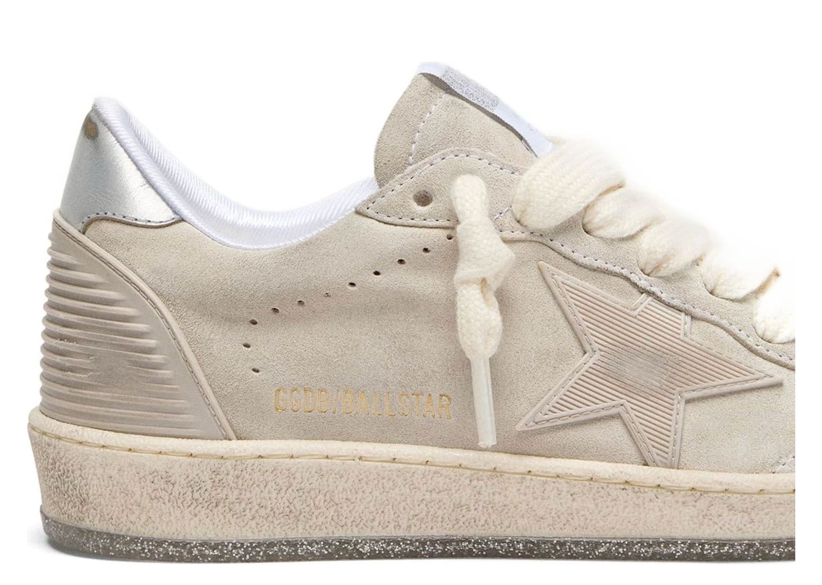 Golden Goose Ball Star Gray Suede Tone-on-Tone Star Silver Heel Tab (W) - görsel 4