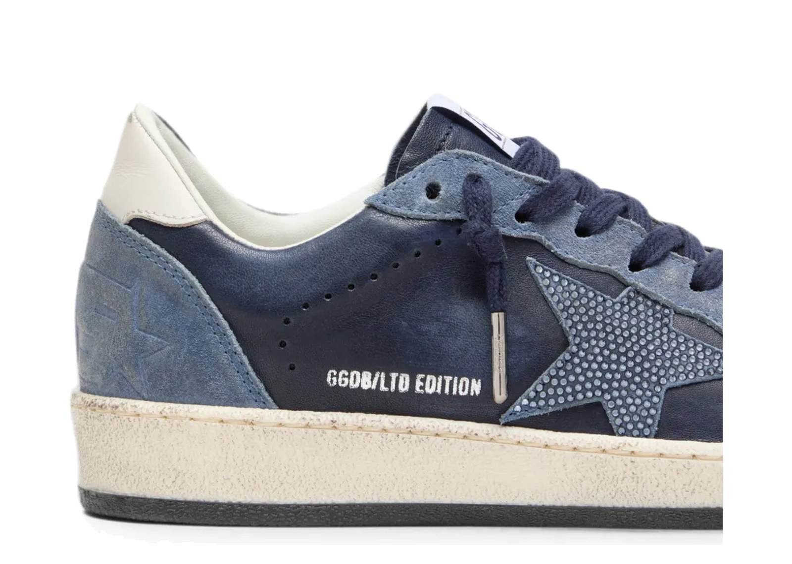 Golden Goose Ball-Star LTD Dark Blue Leather Light Blue Swarovski Crystal Star Suede Inserts (W) - görsel 5