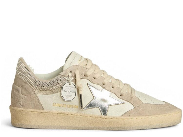 Golden Goose Ball-Star LTD Nappa Suede Silver Star Swarovski Crystals (W)