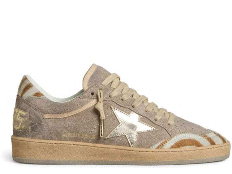Golden Goose Ball-Star LTD Suede Metallic Leather Star Zebra Pony Skin Heel Tab (W)