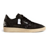 Golden Goose Ball-Star Mesh Swarovski Crystals Black Laminated Star Heel Tab (W)