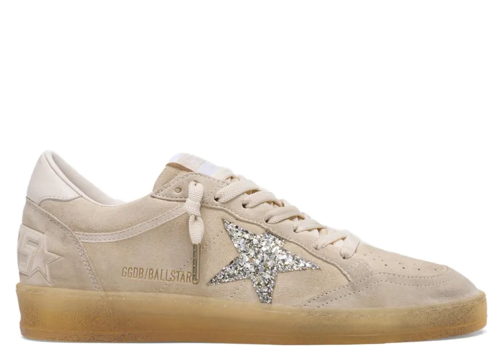 Golden Goose Ball-Star Pearl Suede Silver Glitter Star (W)