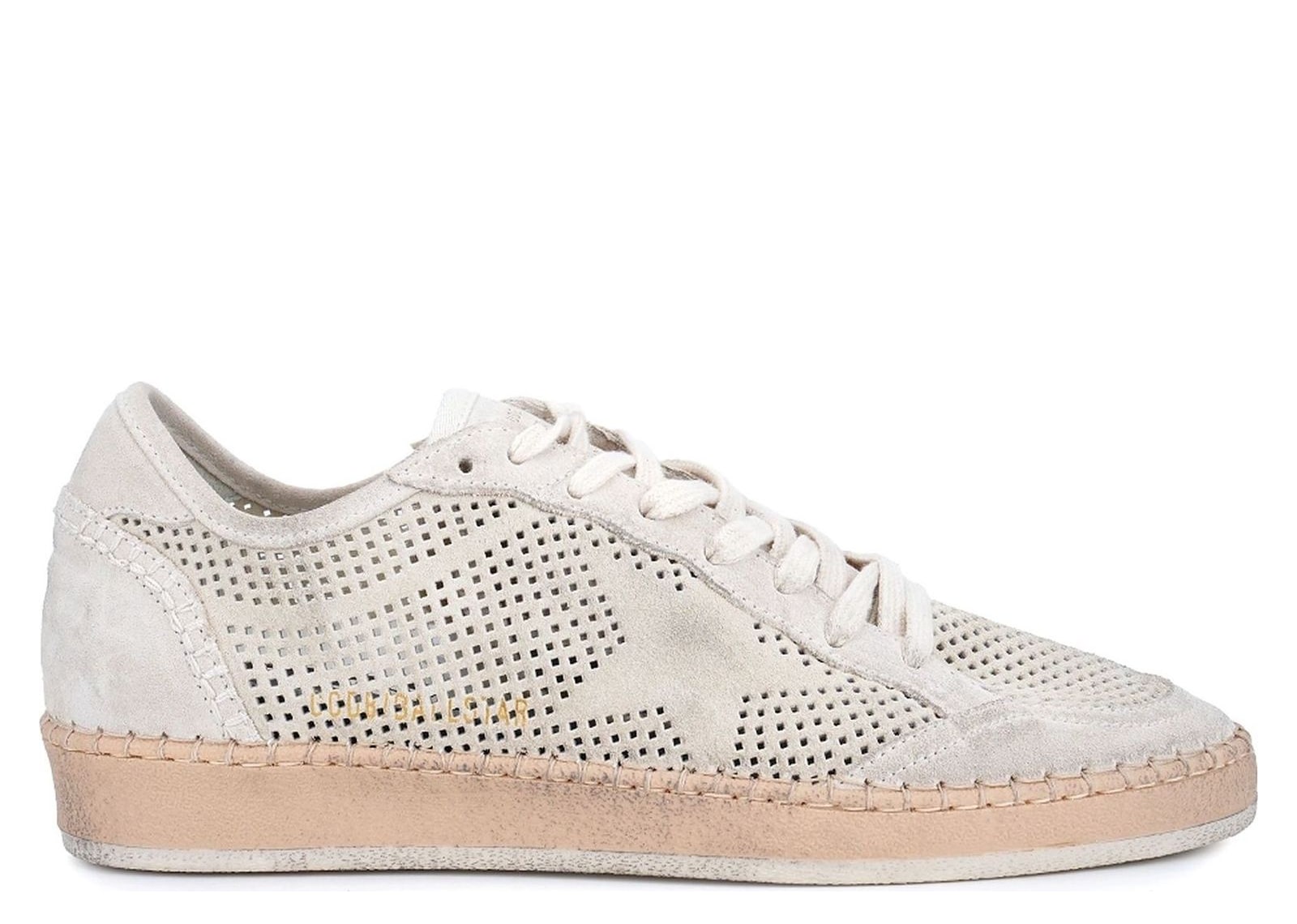 Golden Goose Ball Star Perforated Beige Suede Tone-on-Tone Star