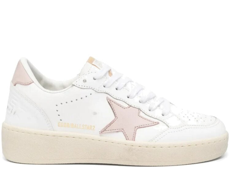 Golden Goose Ball-Star Pink Nubuck Star Heel Tab (W)
