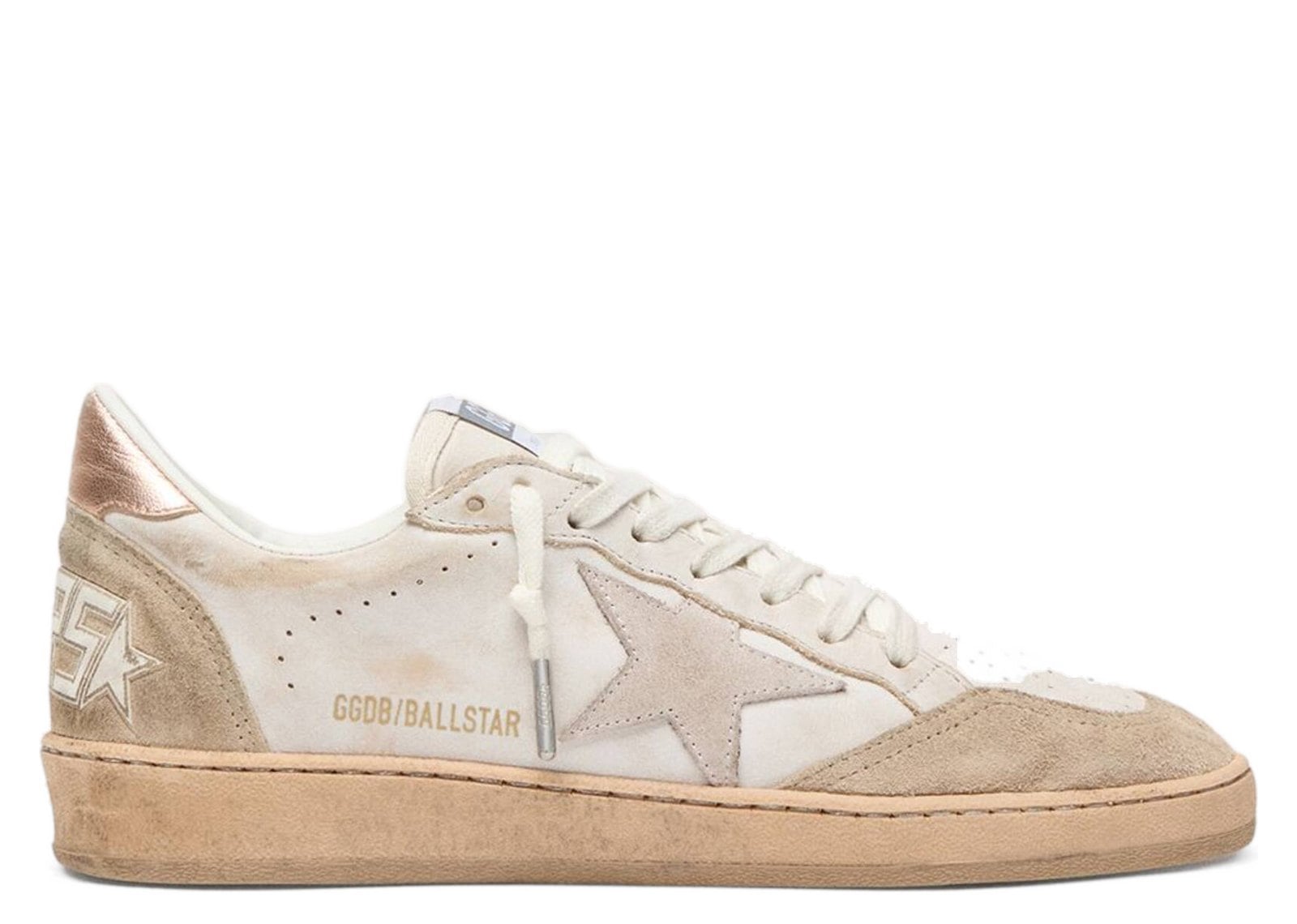 Golden Goose Ball-Star Pink Suede Star Silver Glitter Edges Rose Gold Heel Tab (W)