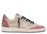 Golden Goose Ball Star Taupe Suede Cream Star Pink Heel Tab (W)