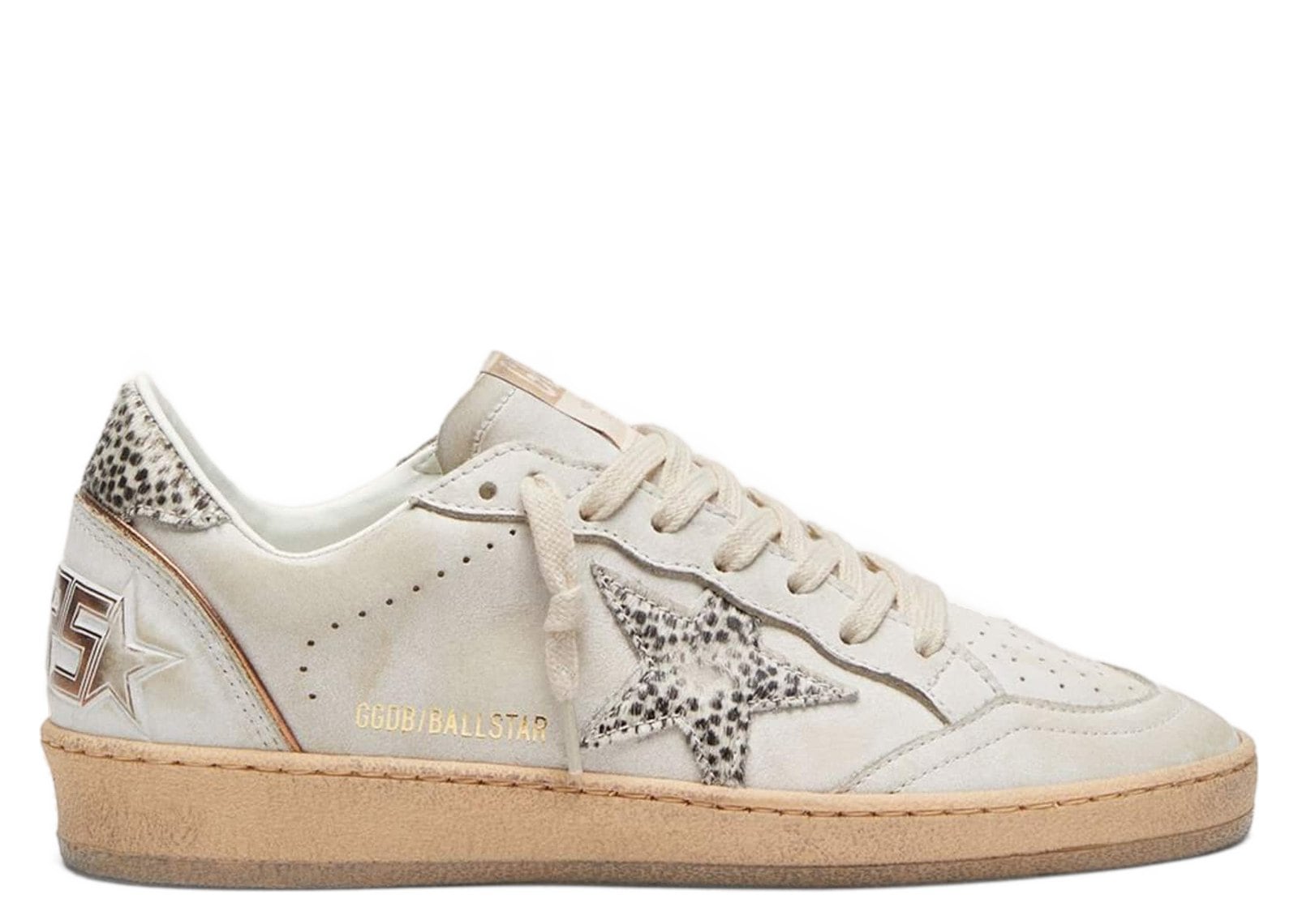 Golden Goose Ball-Star White Leather Animal-Print Pony Skin Star (W)