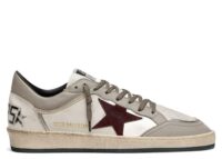 Golden Goose Ball Star White Leather Dove Gray Suede Bordeaux Star