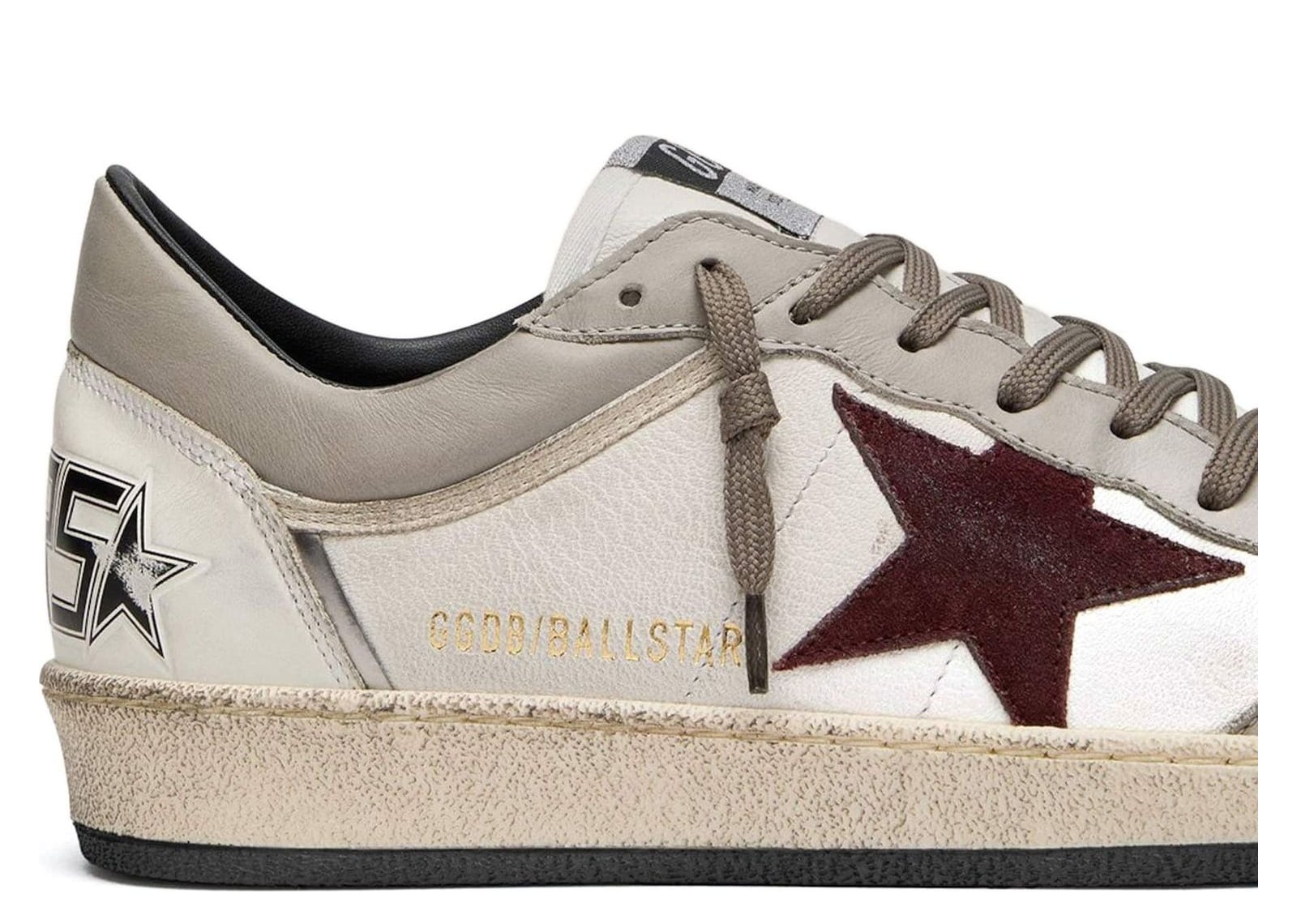 Golden Goose Ball Star White Leather Dove Gray Suede Bordeaux Star - görsel 4