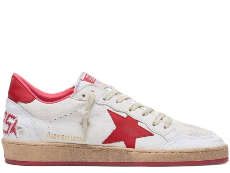 Golden Goose Ball Star White Leather Red Star Red Heel Tab