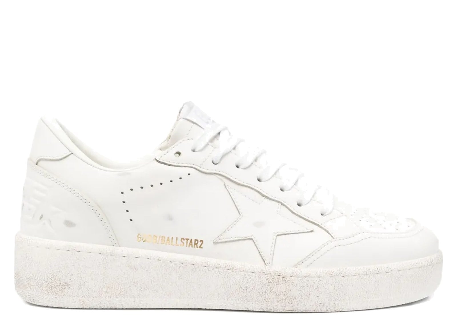 Golden Goose Ball-Star White Leather Star Heel Tab (W)