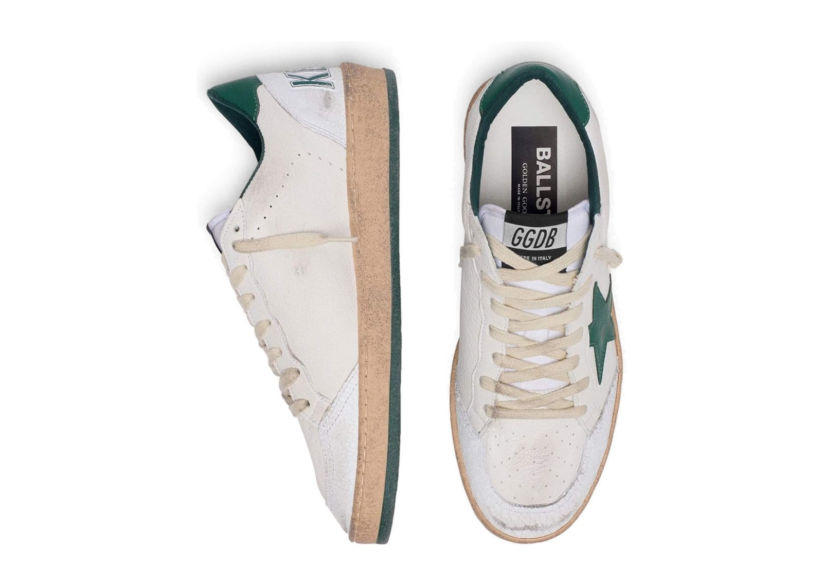 Golden Goose Ball-Star White Nappa Leather Green Leather Star Heel Tab (W) - görsel 3