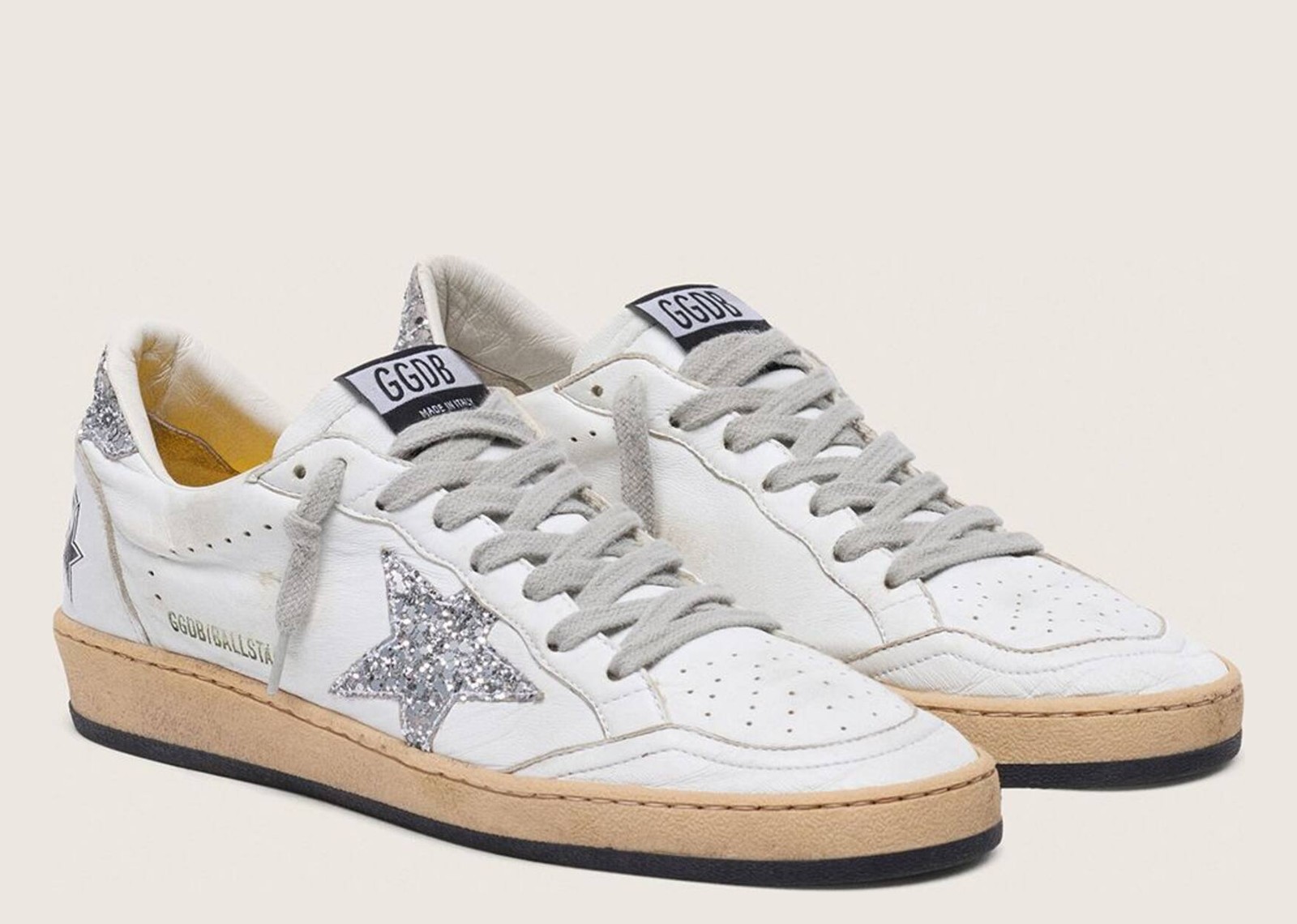 Golden Goose Ball-Star White Nappa Silver Glitter Star Heel (W) - görsel 3