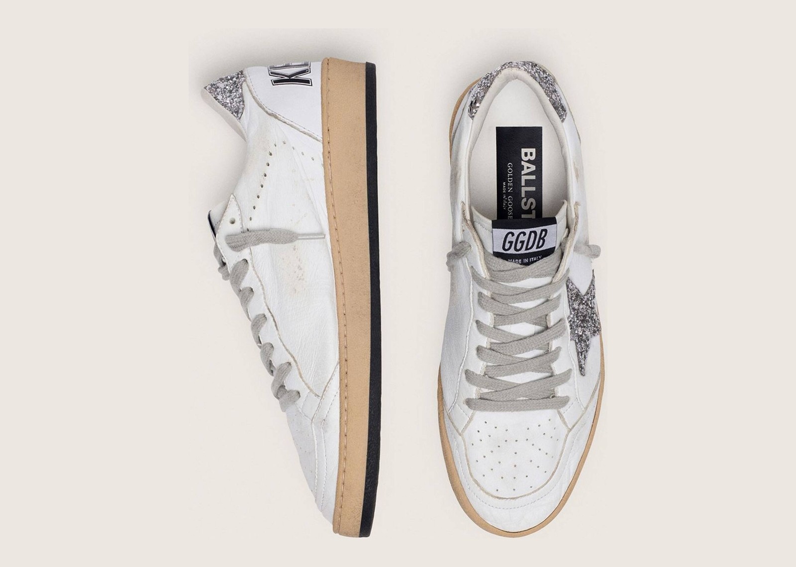 Golden Goose Ball-Star White Nappa Silver Glitter Star Heel (W) - görsel 5
