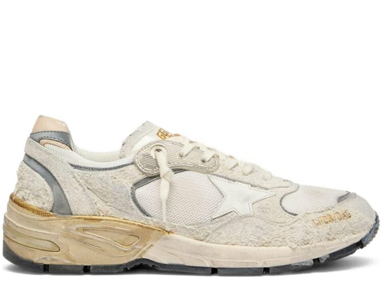 Golden Goose Dad-Star Beige Suede Mesh White Star Beige Heel Tab (W)