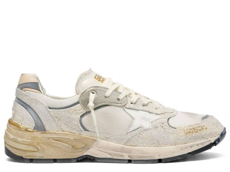 Golden Goose Dad-Star Beige Suede Mesh White Star Beige Heel Tab