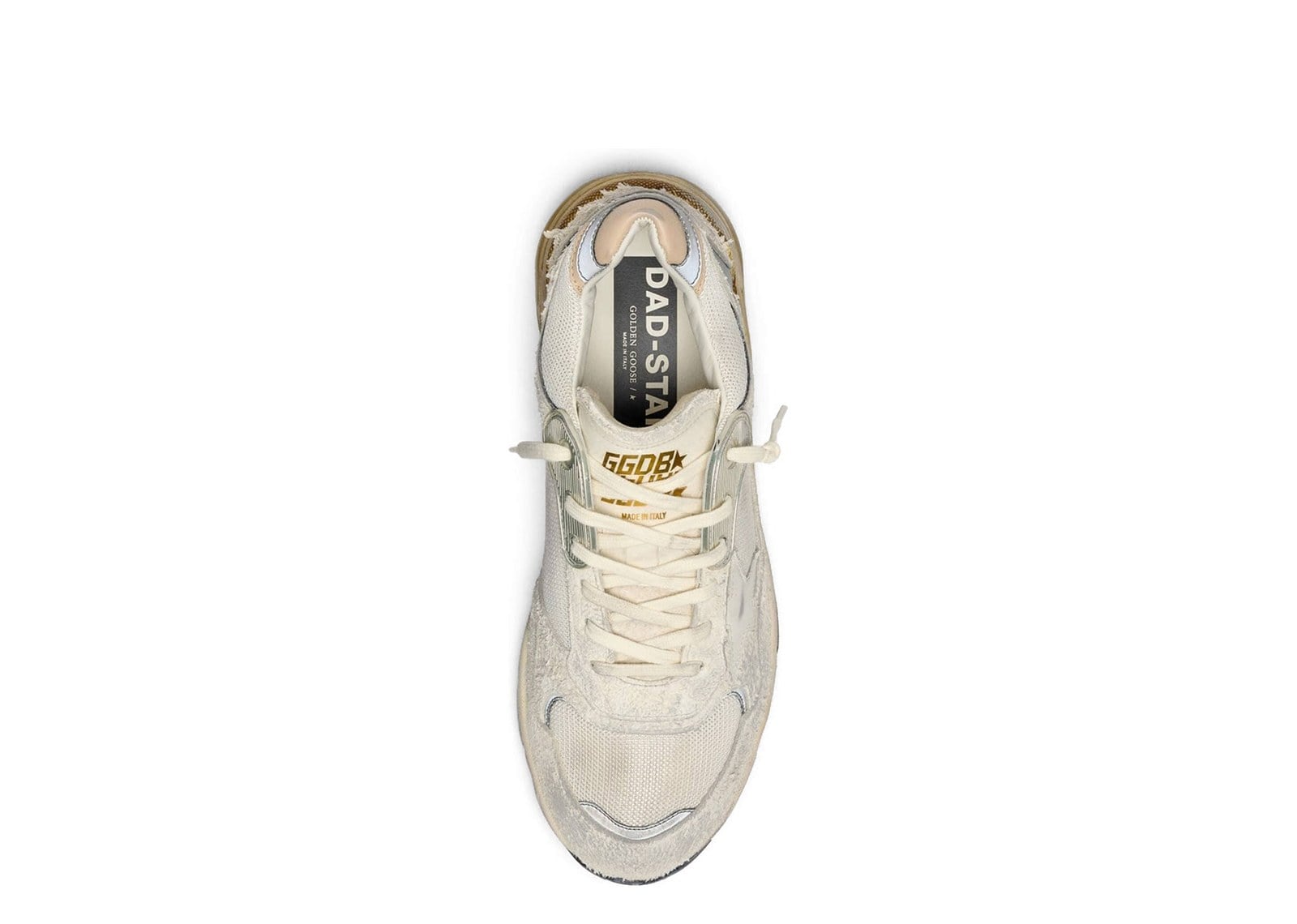 Golden Goose Dad-Star Beige Suede Mesh White Star Beige Heel Tab - görsel 3