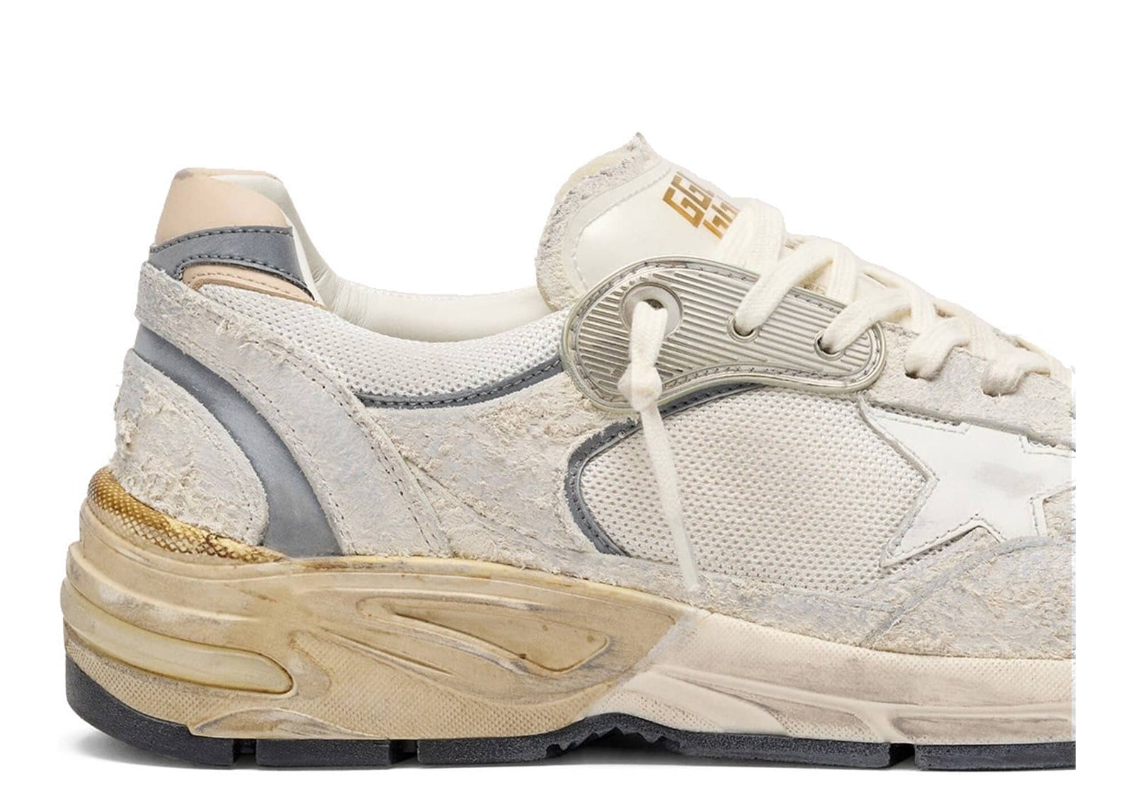 Golden Goose Dad-Star Beige Suede Mesh White Star Beige Heel Tab - görsel 4