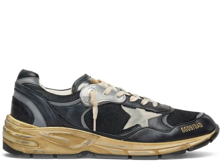 Golden Goose Dad-Star Black Silver Mesh Nappa Ice-Gray Star (W)