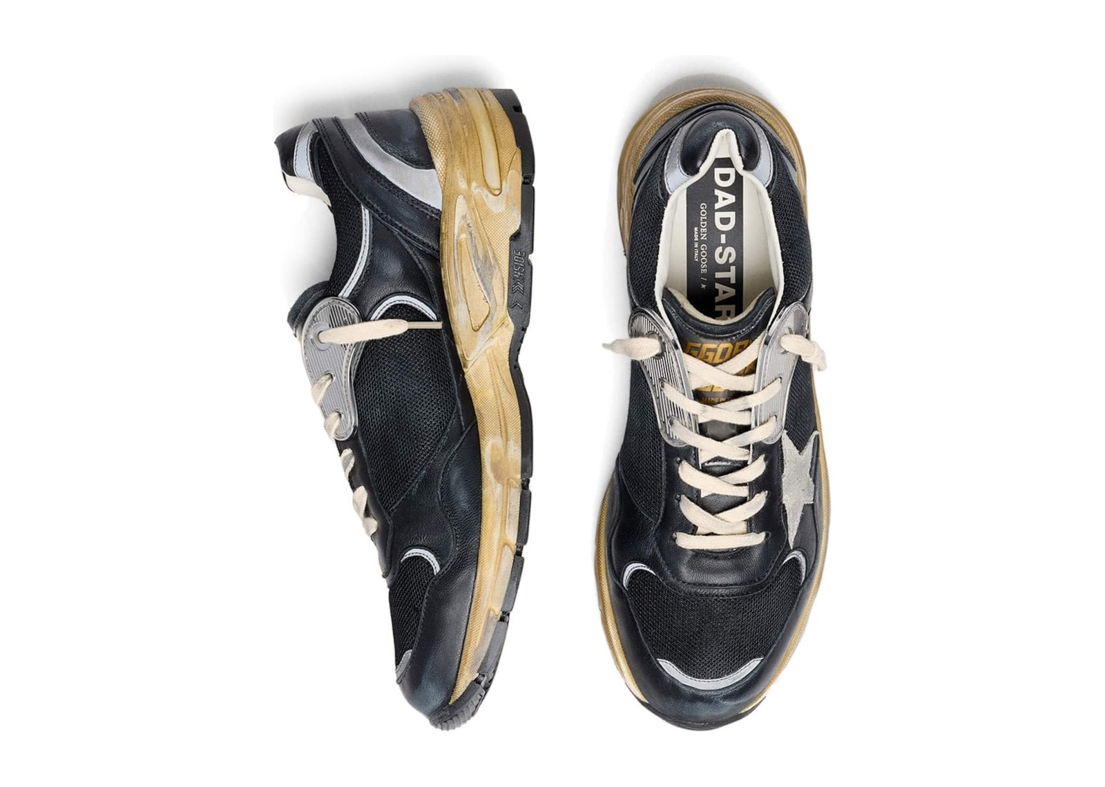 Golden Goose Dad-Star Black Silver Mesh Nappa Ice-Gray Star (W) - görsel 3