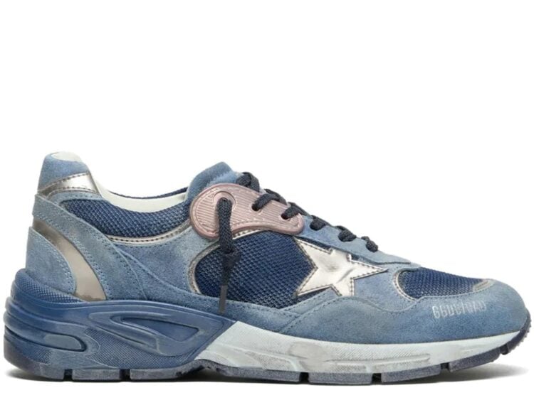 Golden Goose Dad-Star Denim Blue Suede Silver Leather Star (W)