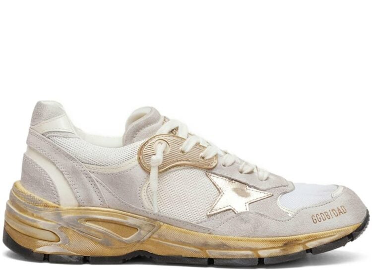 Golden Goose Dad-Star Mesh White Suede Gold Foiled Star (W)