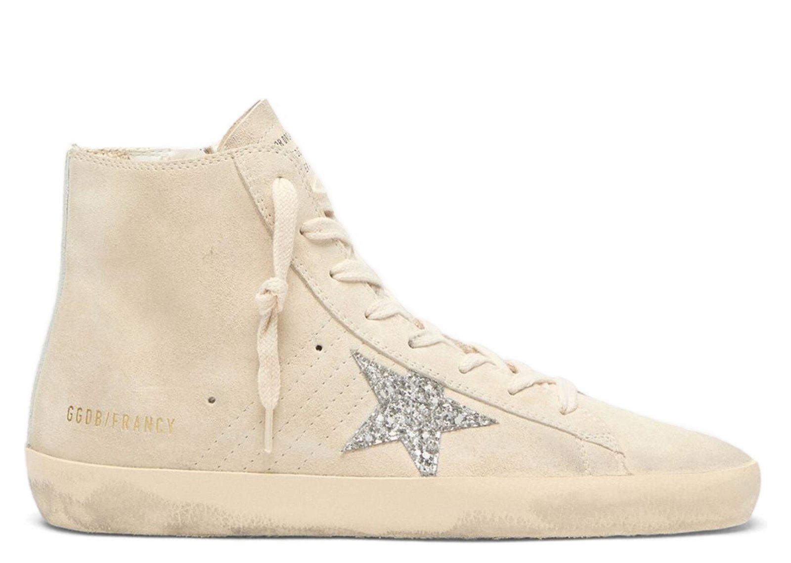 Golden Goose Francy Beige Suede Silver Glitter Star (W)