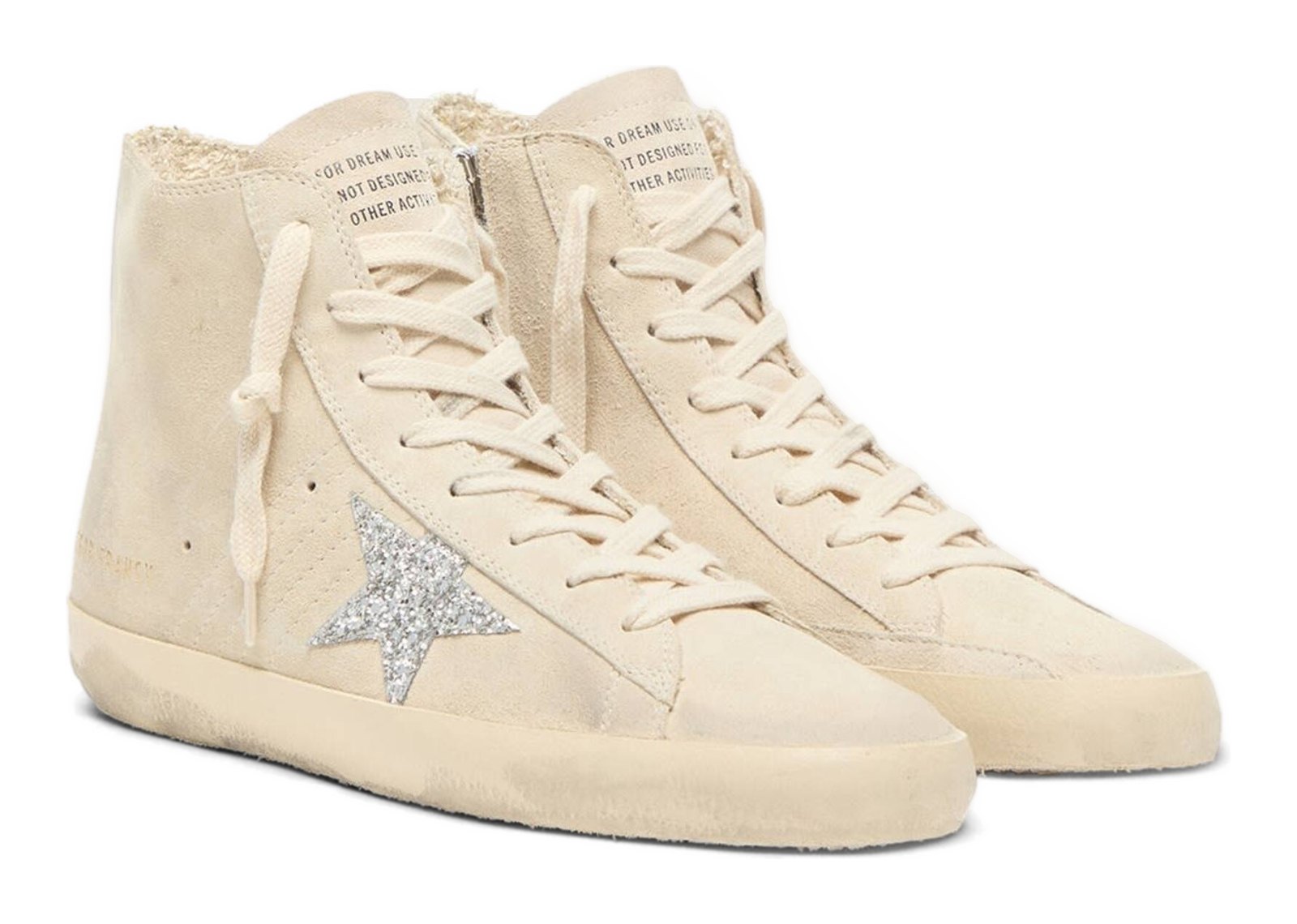 Golden Goose Francy Beige Suede Silver Glitter Star (W) - görsel 2