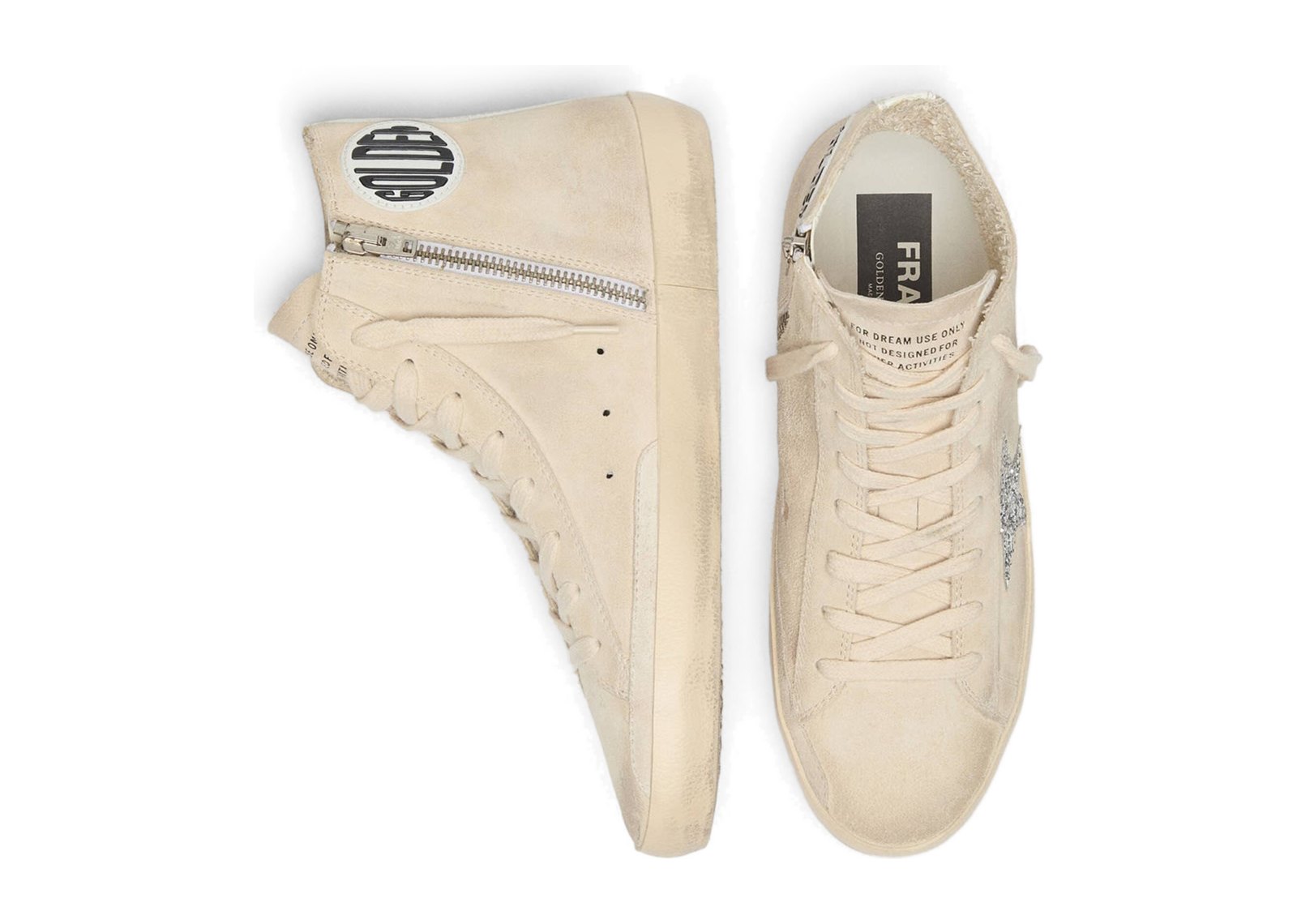 Golden Goose Francy Beige Suede Silver Glitter Star (W) - görsel 3