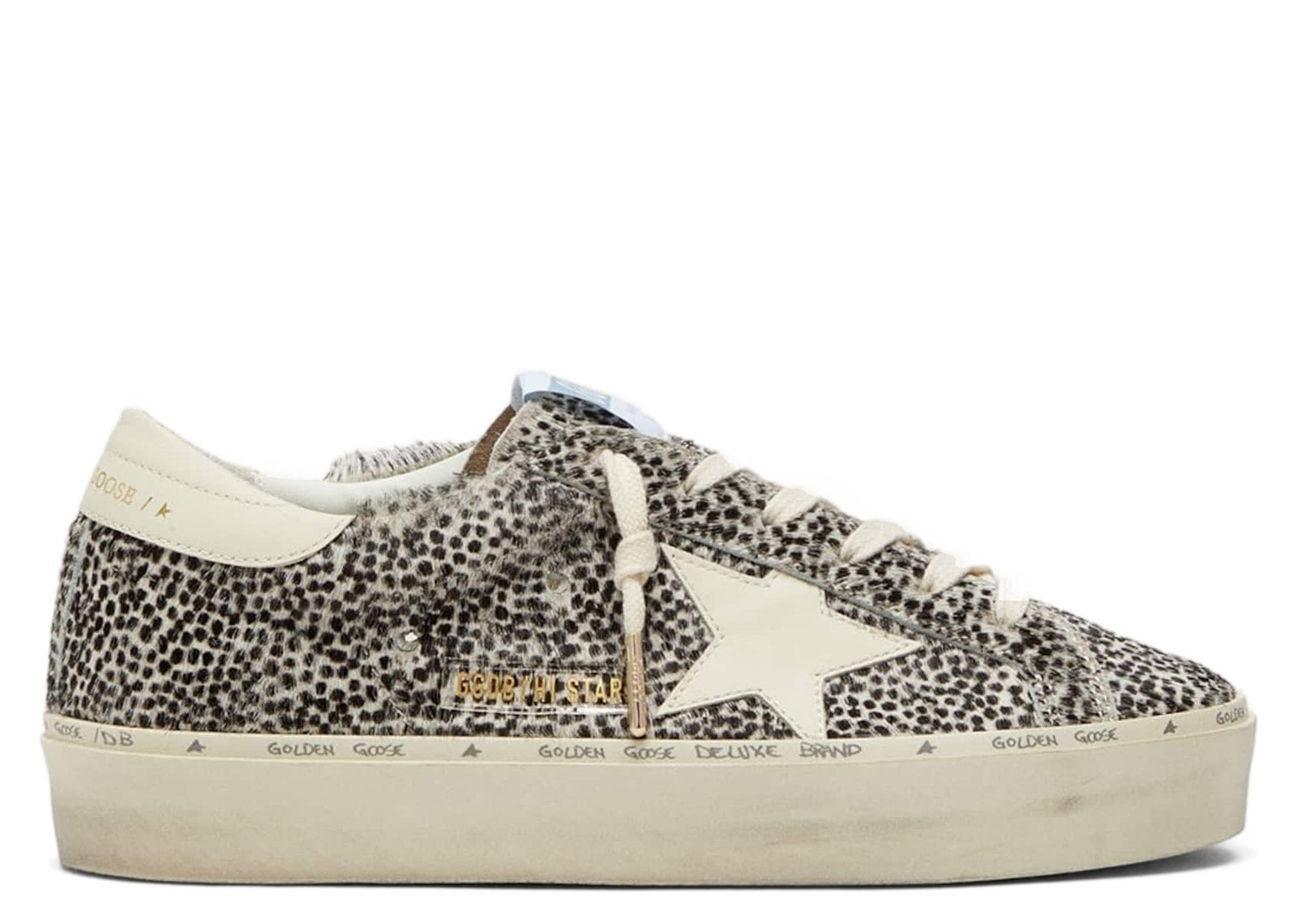 Golden Goose Hi-Star Black White Pony Skin White Leather Star (W)