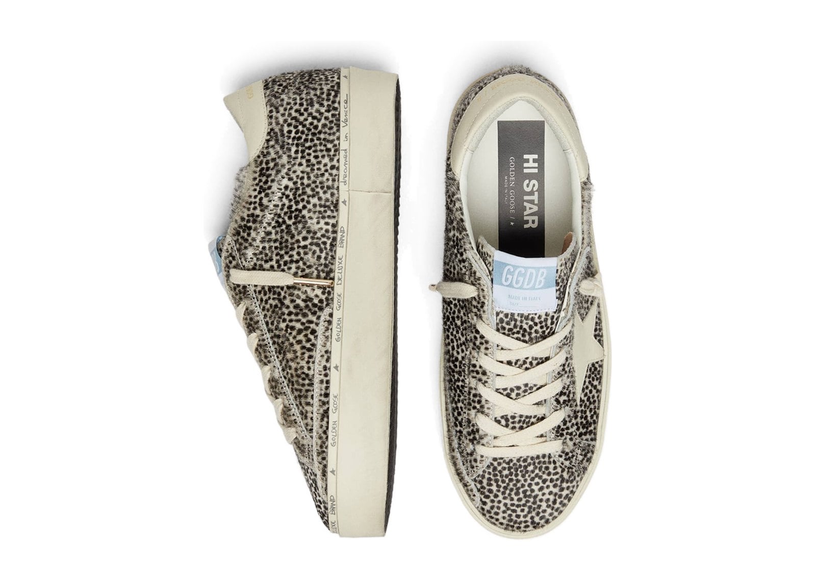 Golden Goose Hi-Star Black White Pony Skin White Leather Star (W) - görsel 3