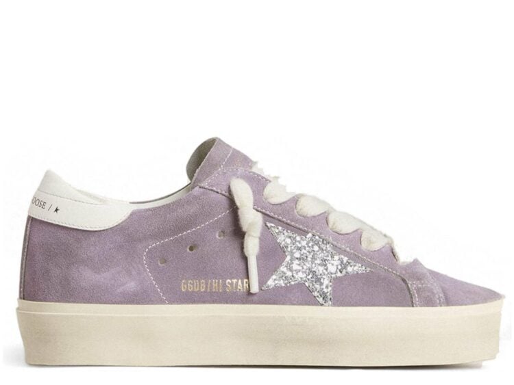 Golden Goose Hi-Star Purple Suede Silver Glitter Star (W)