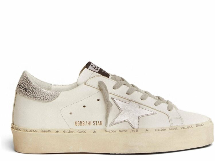 Golden Goose Hi-Star White Leather Silver Heel (W)