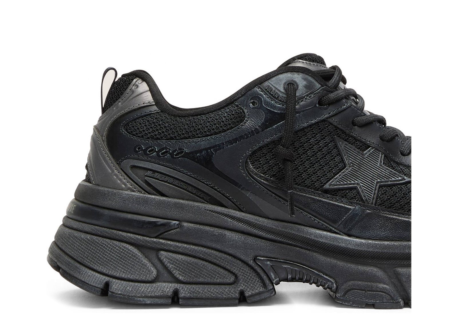 Golden Goose Lightstar Black Leather Mesh Black Star - görsel 4