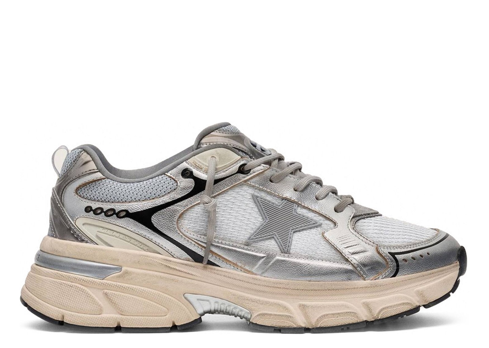 Golden Goose Lightstar Gray Silver Mesh Black Trim Gray Star (W)