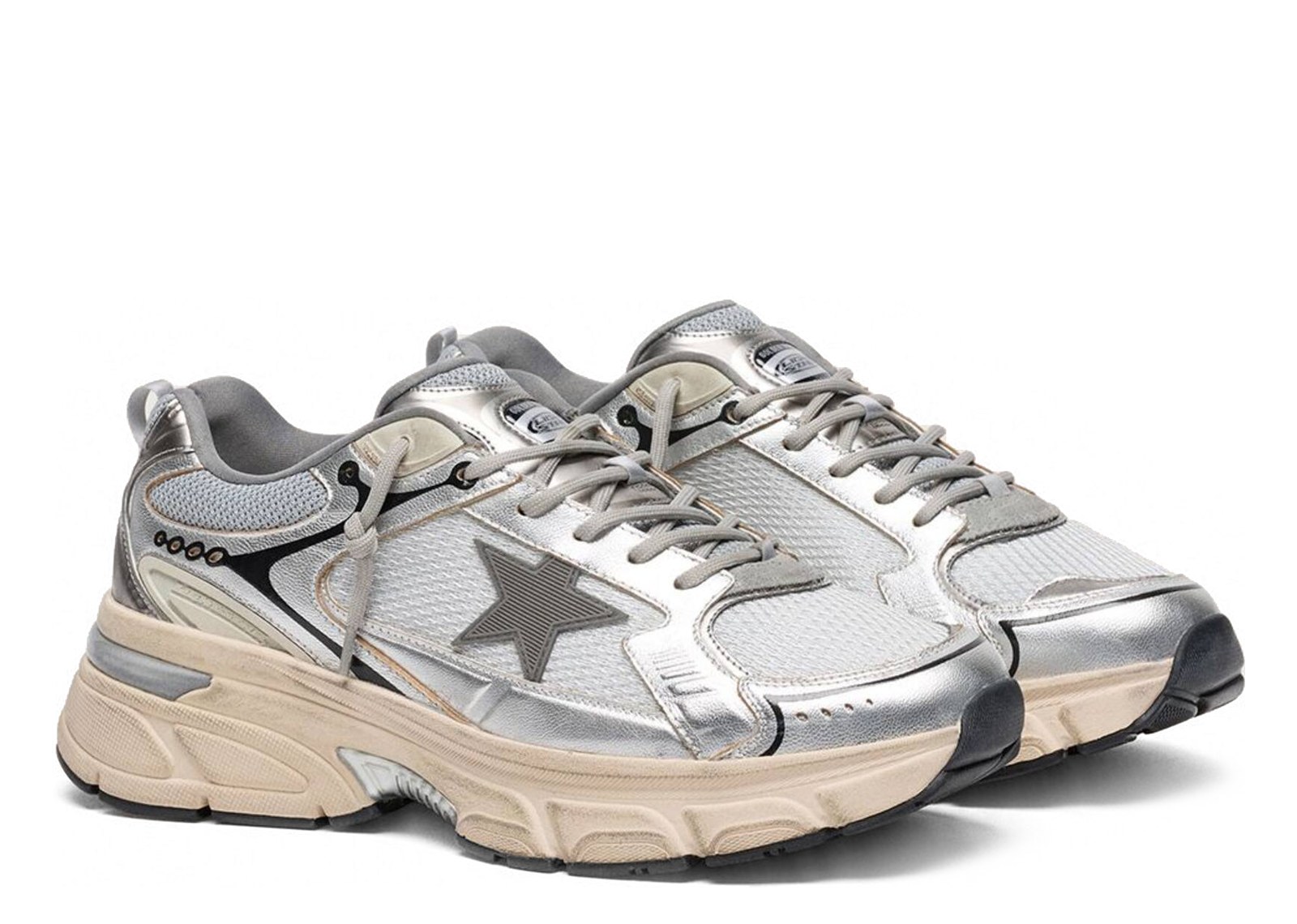 Golden Goose Lightstar Gray Silver Mesh Black Trim Gray Star (W) - görsel 2