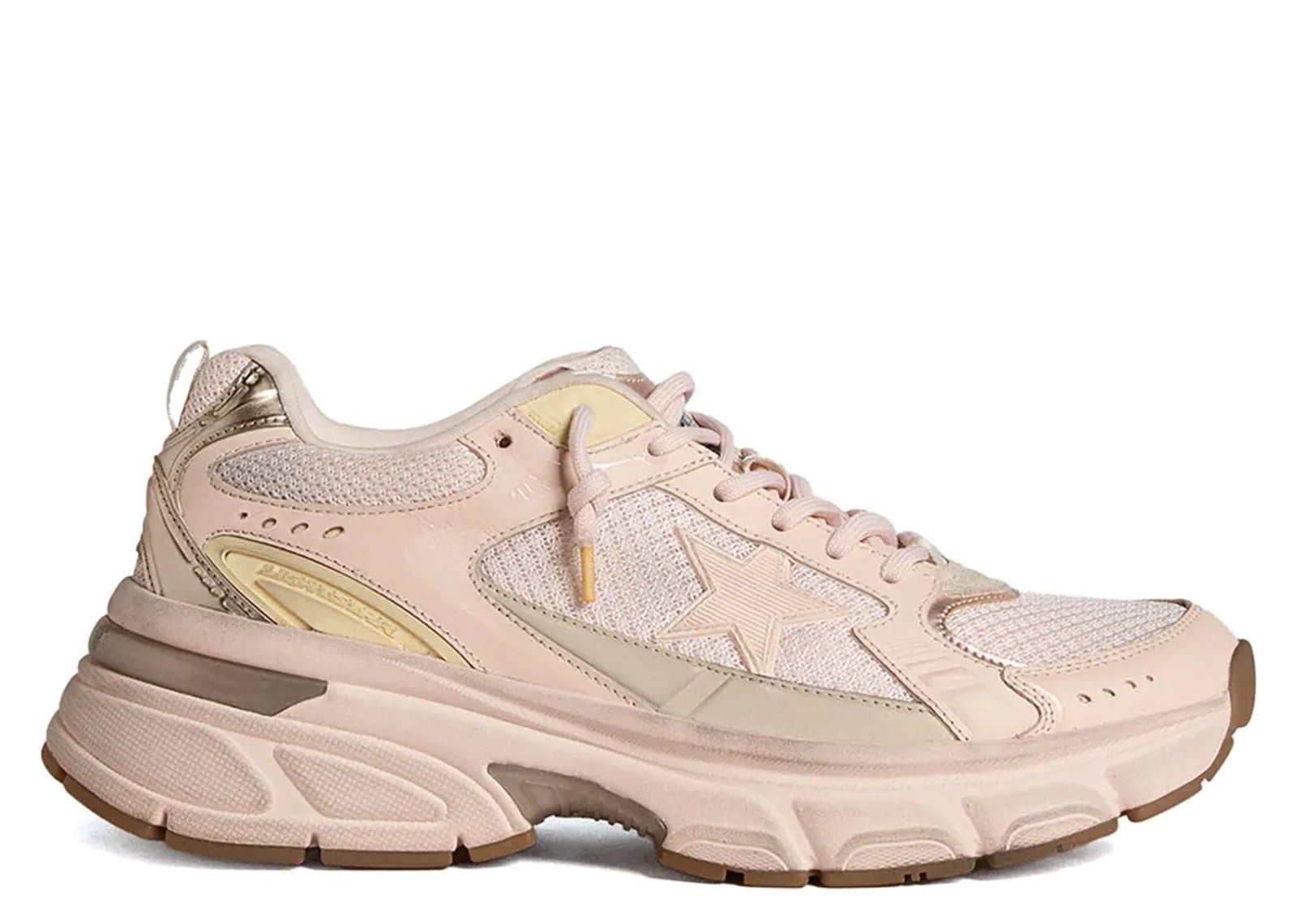 Golden Goose Lightstar Pink Leather Mesh Upper Pink Star (W)